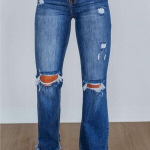 Women's Distressed RISEN Blue Jeans
